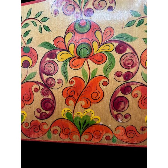 Russian VTG Wood Decorative Folk Art Cutting Board Kitchen Decor Hand Painted Fl - Picture 2 of 8